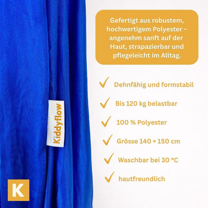 Detailaufnahme der klassischen blauen Therapieschaukel von Kiddyflow