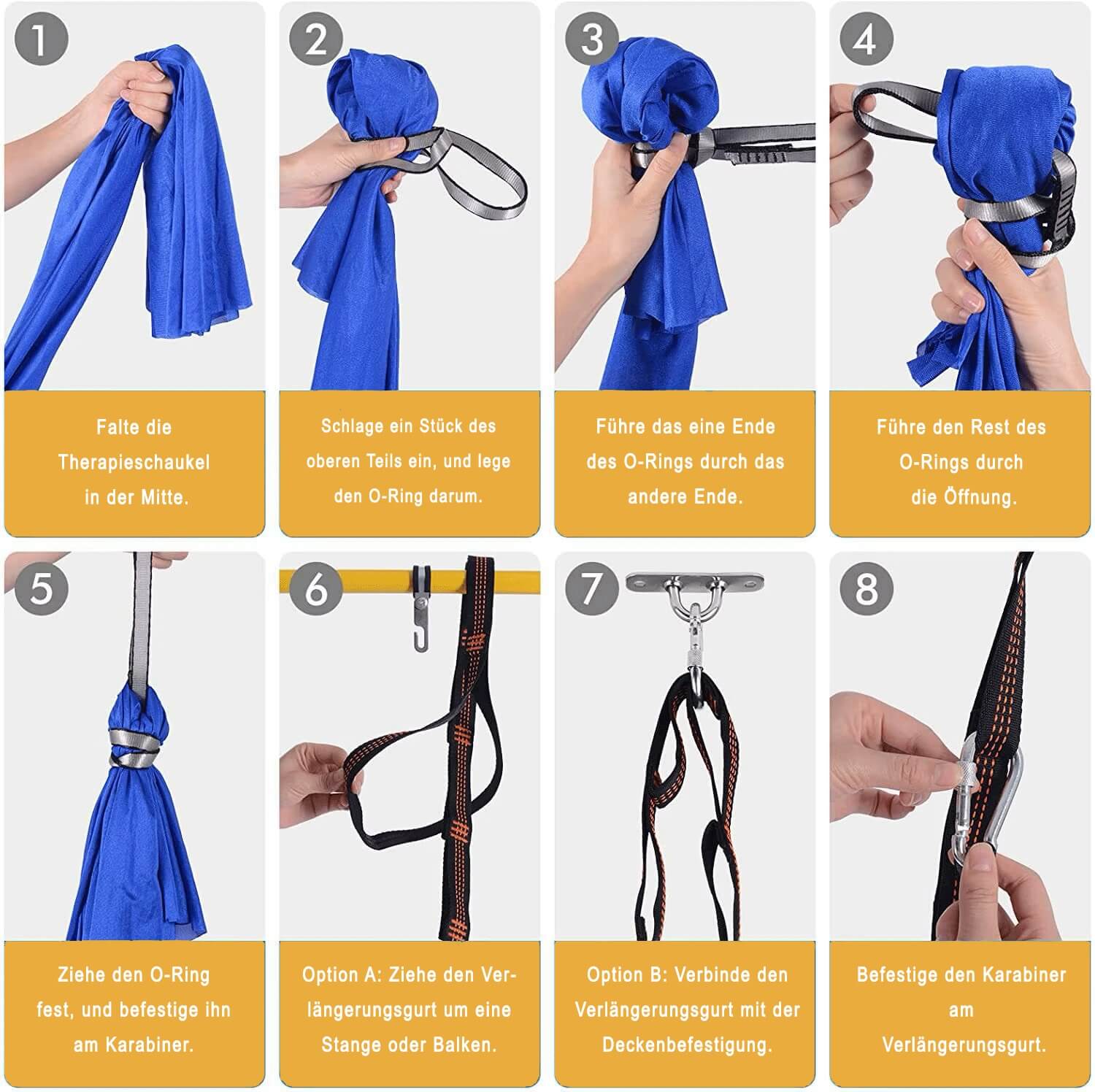 Schritt-für-Schritt Anleitung zur Befestigung der Flow Therapieschaukel