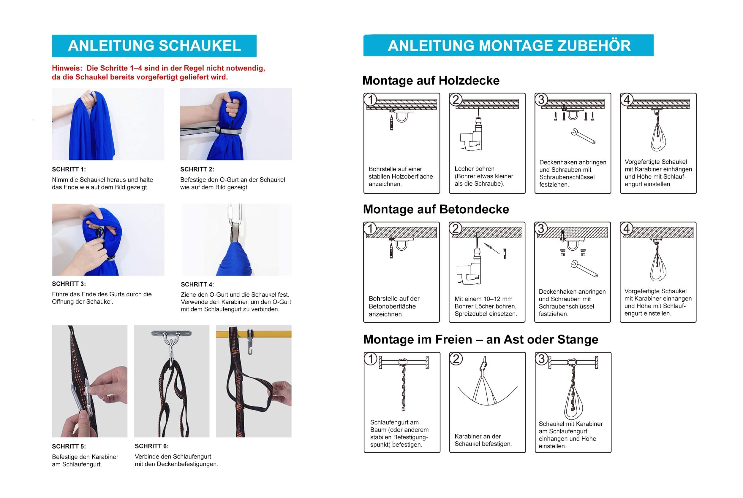 Komplette Schritt-für-Schritt Anleitung zur Befestigung der Flow Therapieschaukel