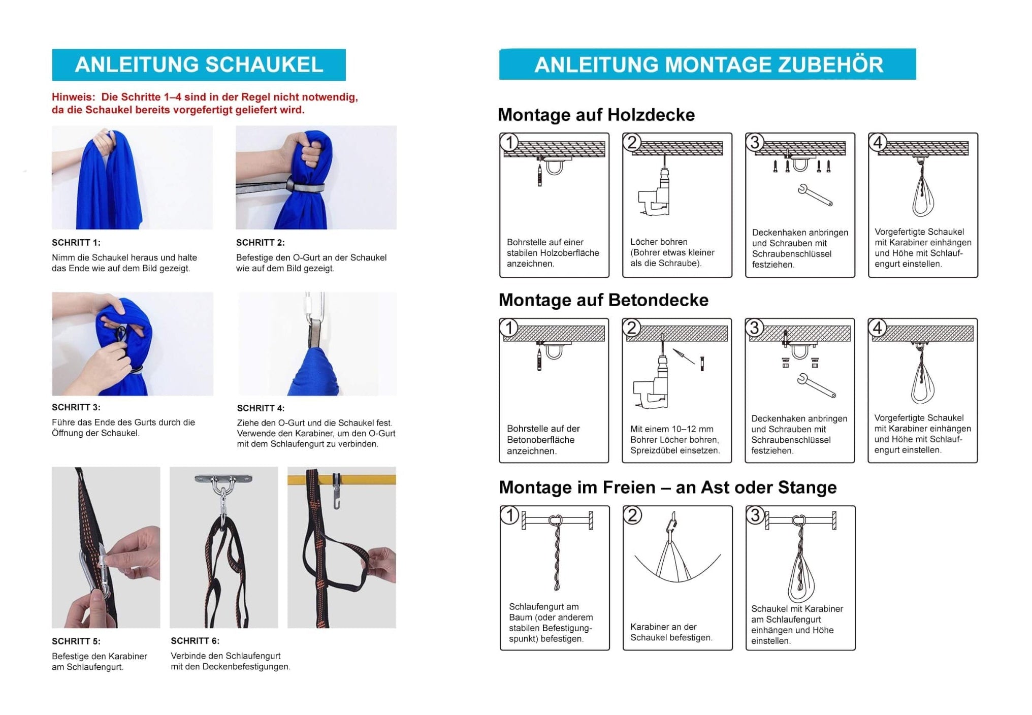 Komplette Schritt-für-Schritt Anleitung zur Befestigung der Flow Therapieschaukel