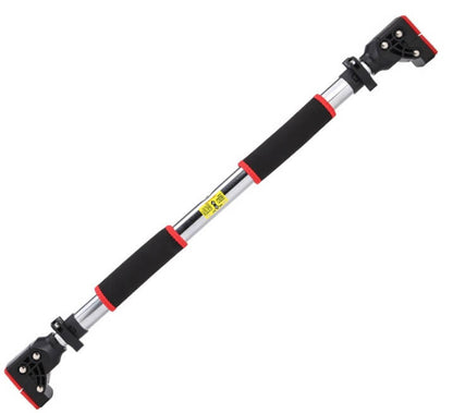 Türaufhängung für die Flow Therapieschaukel – verstellbare Türreckstange mit schwarzen Griffpolstern und roten Endkappen.